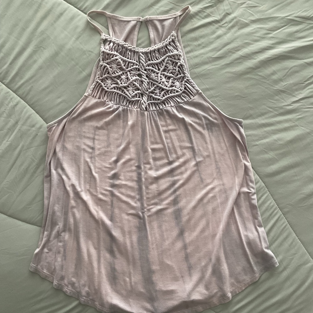 American Eagle Outfitters Pink/Grey Graphic Embellished Tank Top